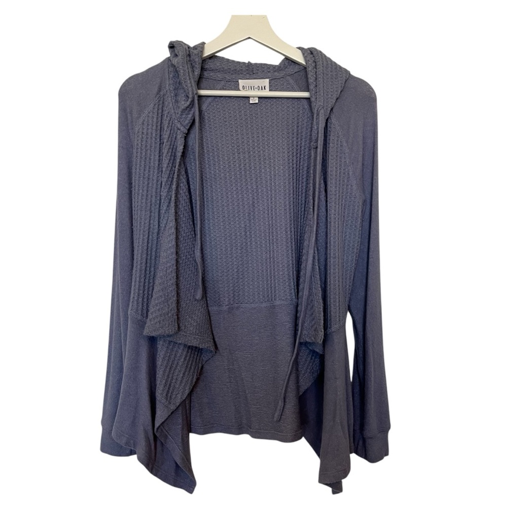 Olive & Oak S Draped Thermal Hoodie buttery soft cozy warm lavender cardigan
